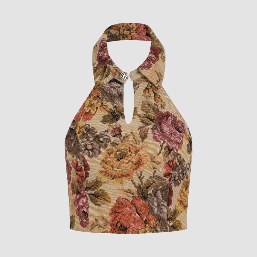 Cider Secret Garden Halter Top Size M